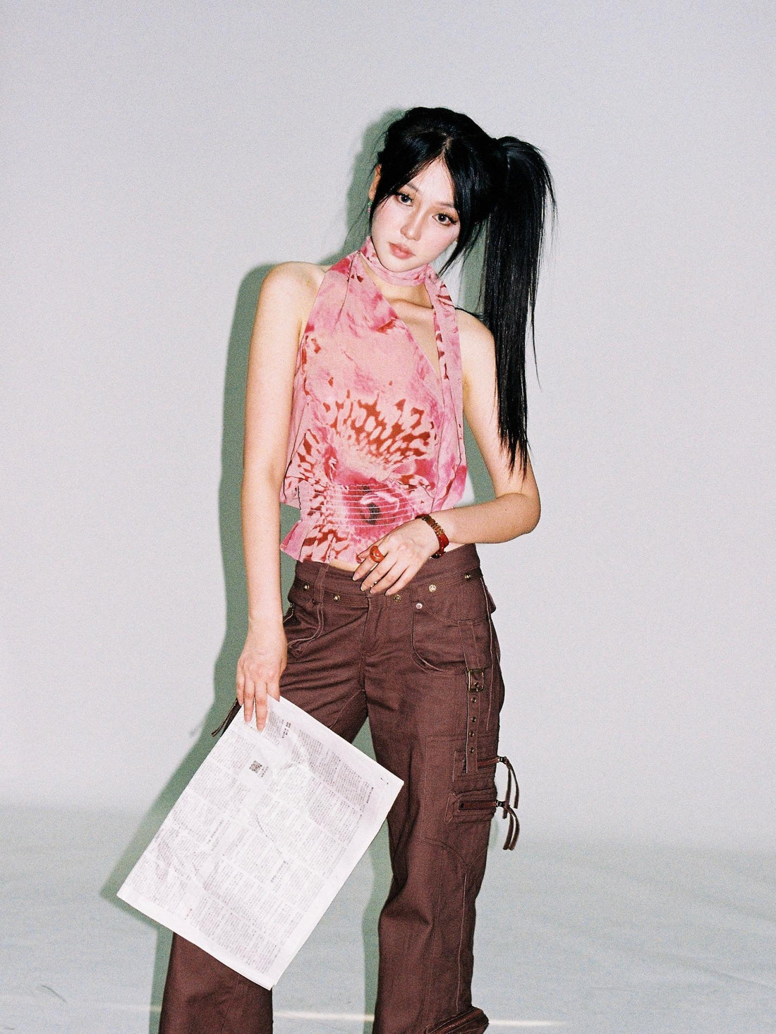 Flowers birds Market Floral Abstract Print Halter Top