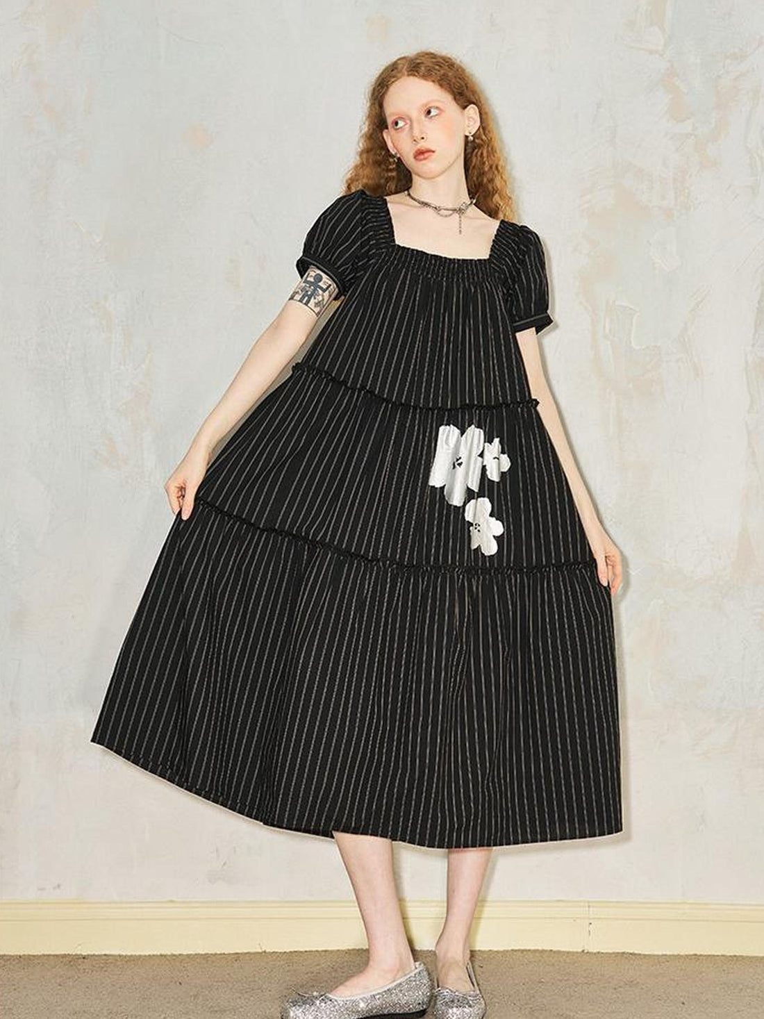 DIDDI MODA Floral Bubble Sleeve Summer Maxi Dress