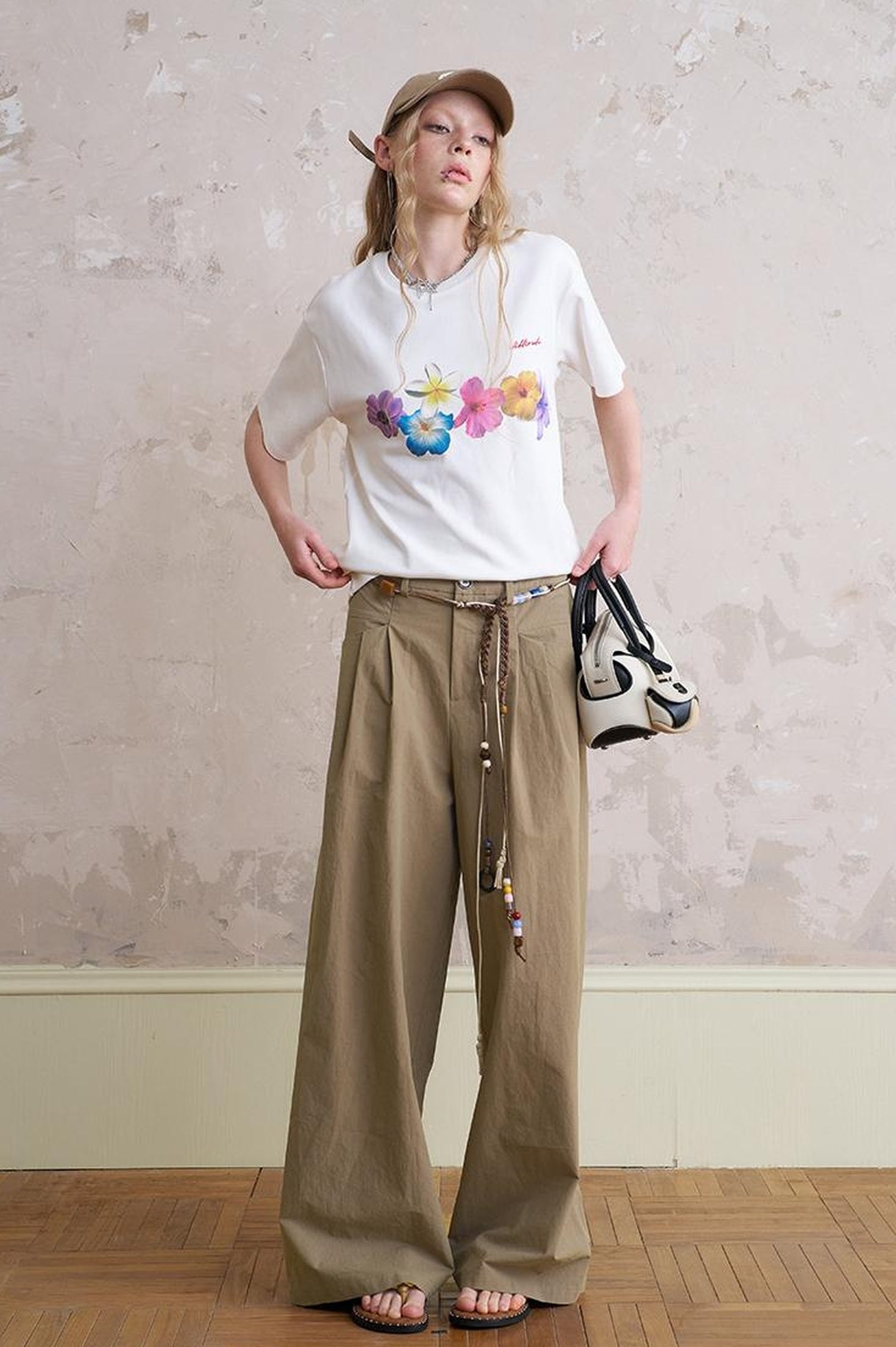 Floral Cutout Crop Top With Drawstring Waist Matching Shorts Pants Set