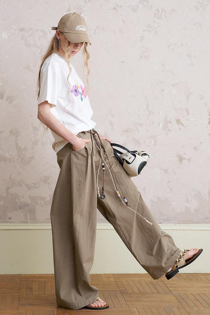 Floral Cutout Crop Top With Drawstring Waist Matching Shorts Pants Set