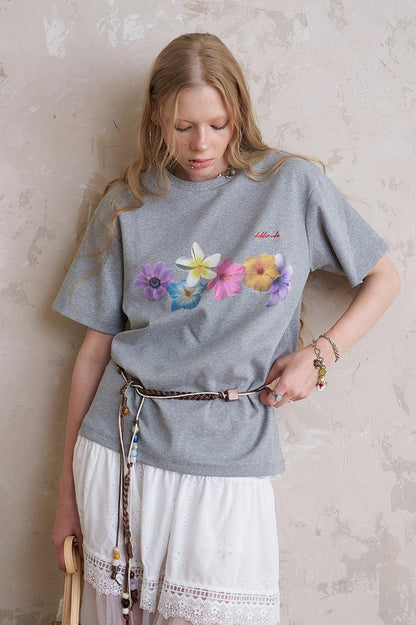 Floral Cutout Crop Top With Drawstring Waist Matching Shorts Pants Set