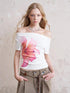 DIDDI MODA Floral Drape Neck Tee