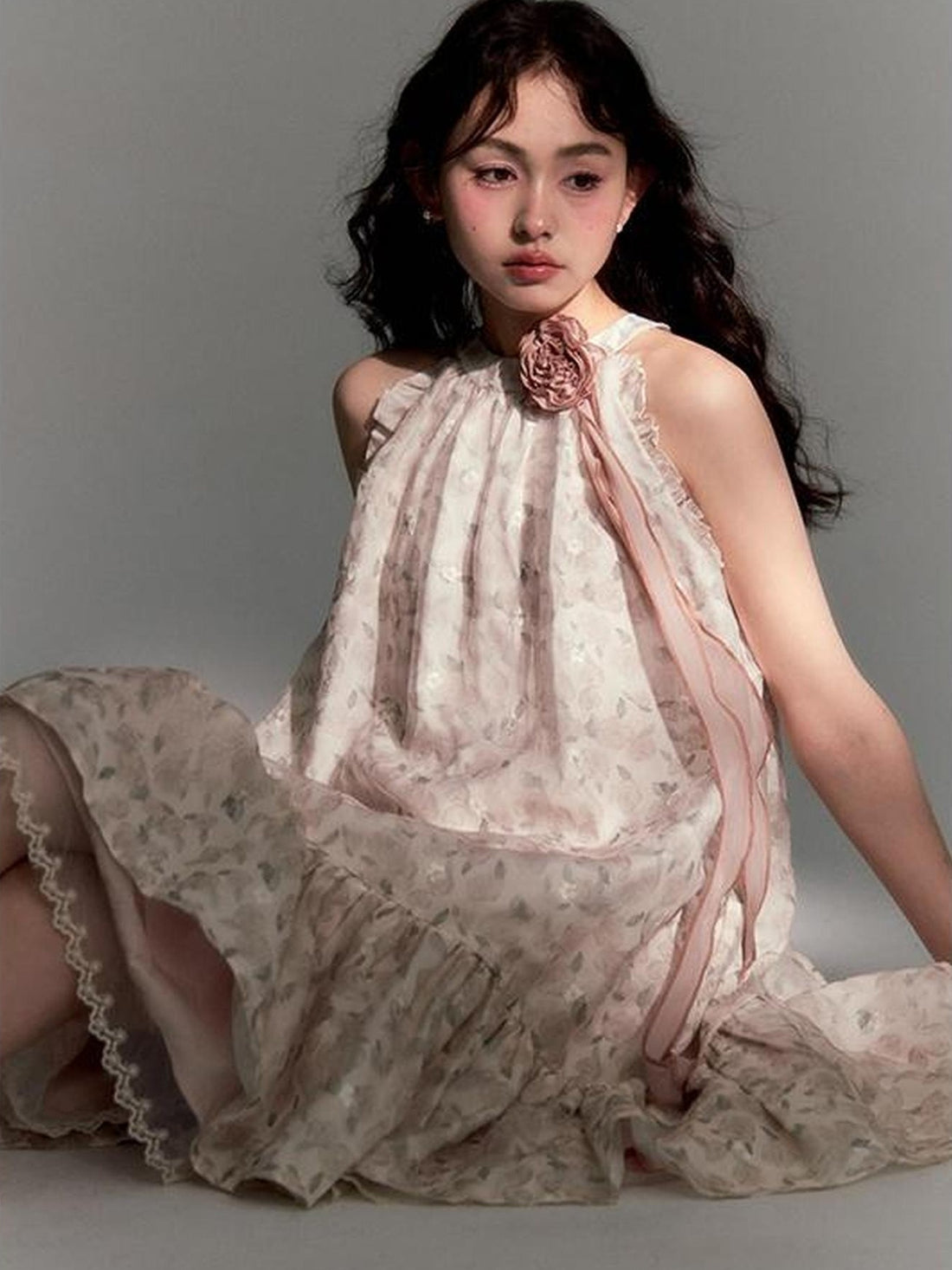 DIDDI MODA Floral Illusion Halter Dress