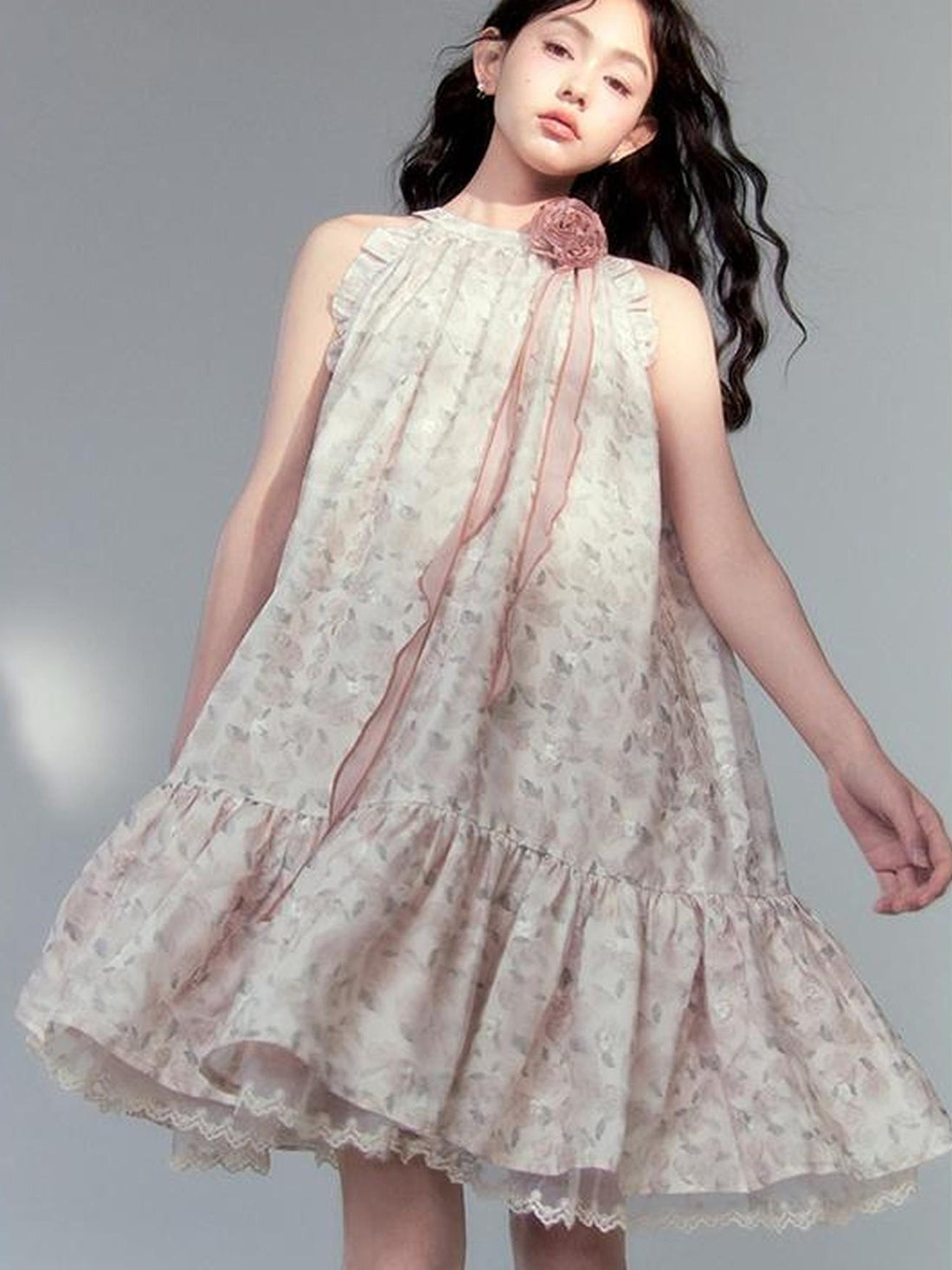 DIDDI MODA Floral Illusion Halter Dress