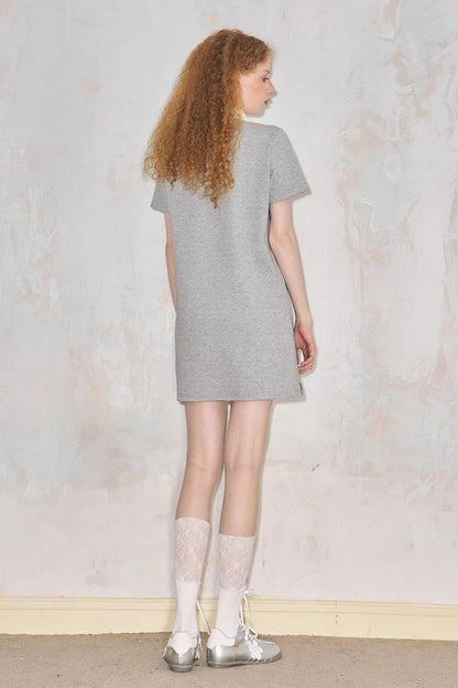 DIDDI MODA Floral Lace Bow Polo Collar Summer Dress