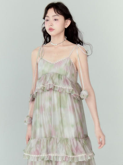 DIDDI MODA Floral Lace Tiered Bell Dress For Vacation