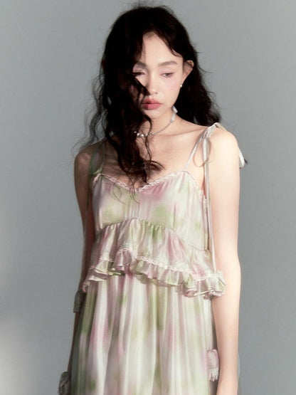 DIDDI MODA Floral Lace Tiered Bell Dress For Vacation