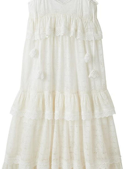 DIDDI MODA Floral Lace Tiered Bell Dress For Vacation