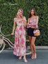 Floral Lace Trim Halter Maxi Dress With Scarf Dresses