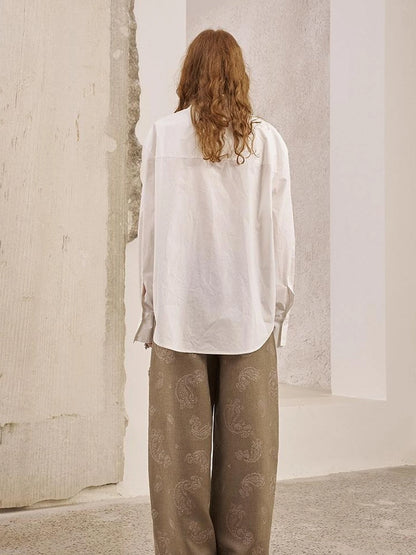 Floral Lace Trim White Blouse