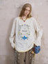 DIDDI MODA Floral Laze Collar Tie Loose Tee