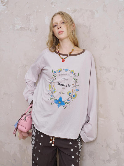 DIDDI MODA Floral Laze Collar Tie Loose Tee