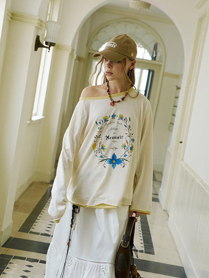DIDDI MODA Floral Laze Collar Tie Loose Tee