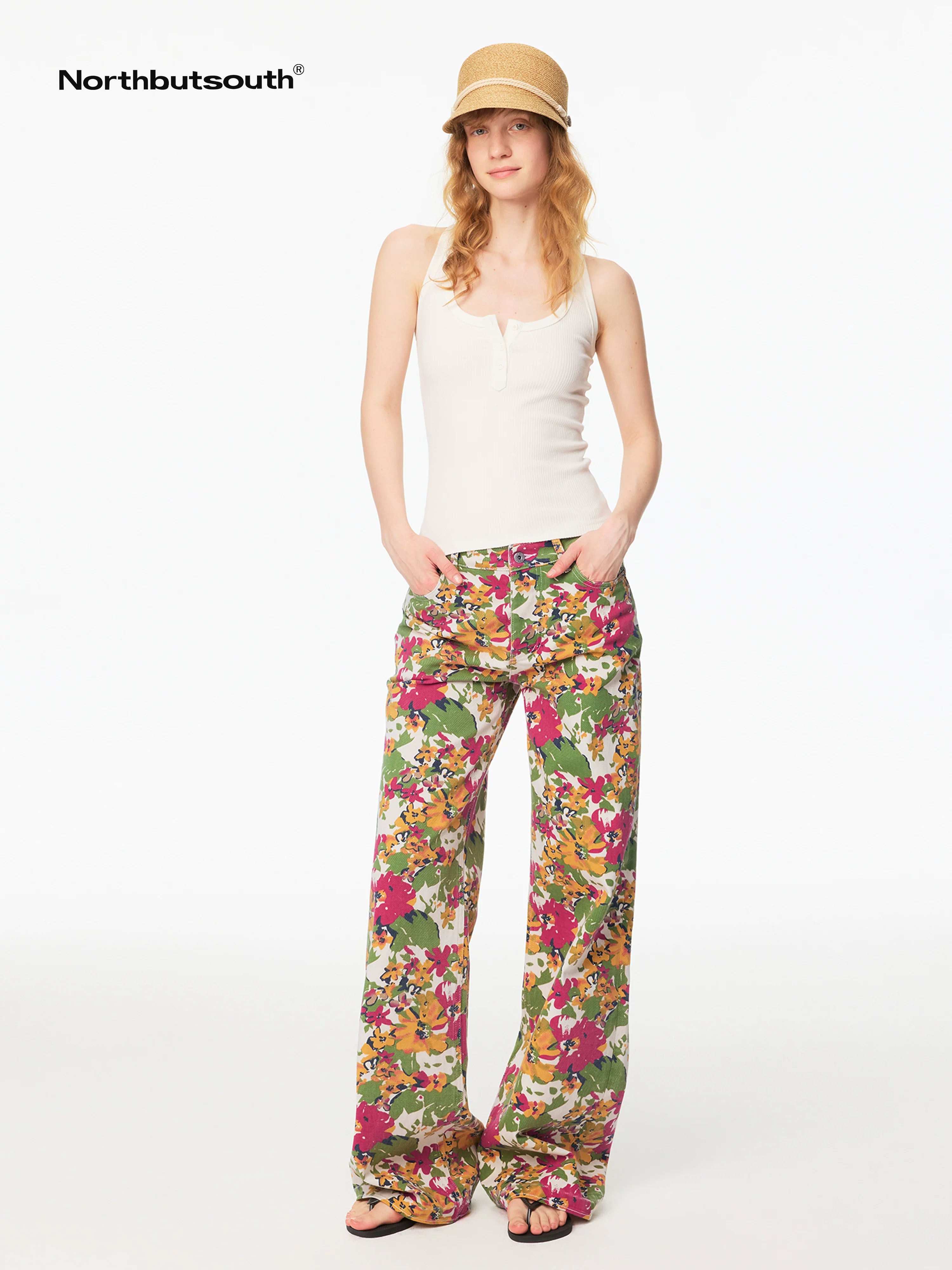 Floral Mid Rise Relaxed Casual Women&