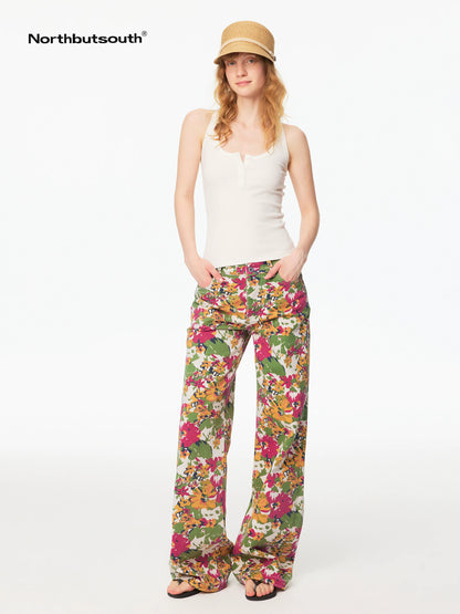 Floral Mid Rise Relaxed Casual Women&
