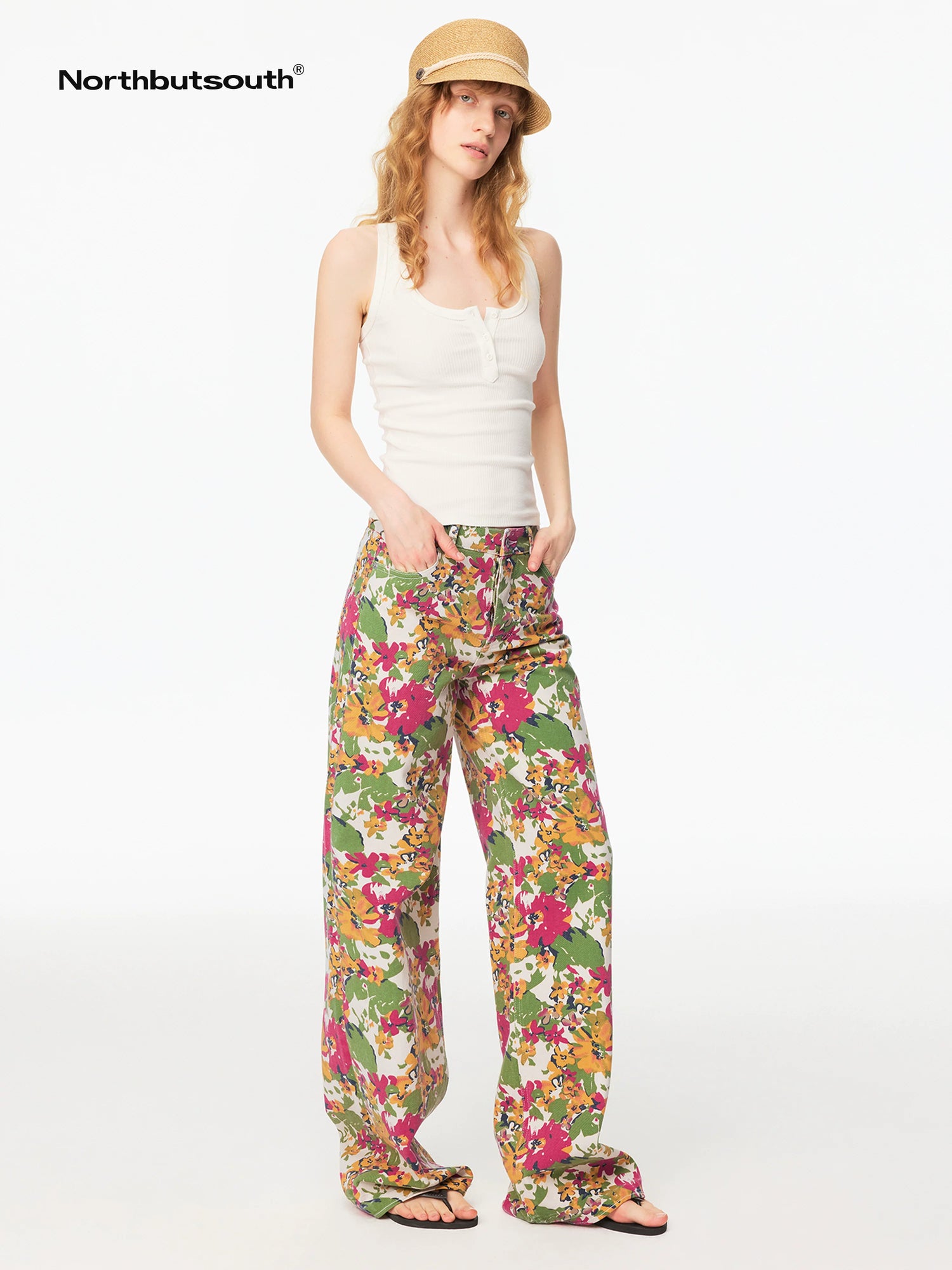 Floral Mid Rise Relaxed Casual Women&