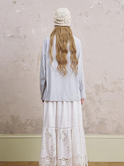 DIDDI MODA Floral Mist Knit Set Sheer Top Tee Shorts