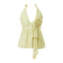 YOSHUYUKI V-Neck Polka Dot Chiffon Halter Top With Floral Lace
