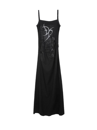Floral Print Slit Maxi Dress with Belt Sleeveless V Neck Dresses