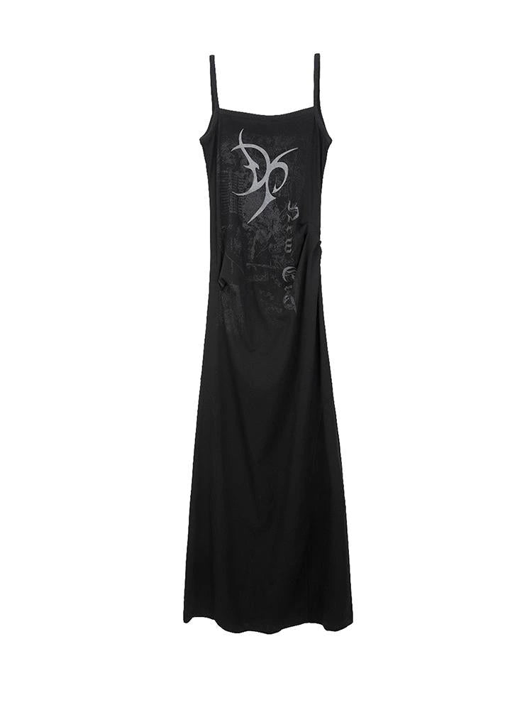 Floral Print Slit Maxi Dress With Belt Sleeveless V Neck Dresses