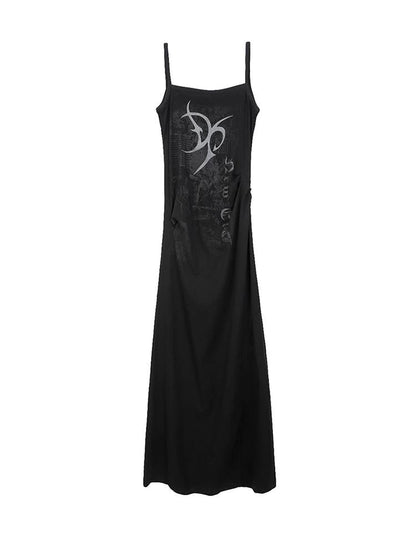 Floral Print Slit Maxi Dress With Belt Sleeveless V Neck Dresses