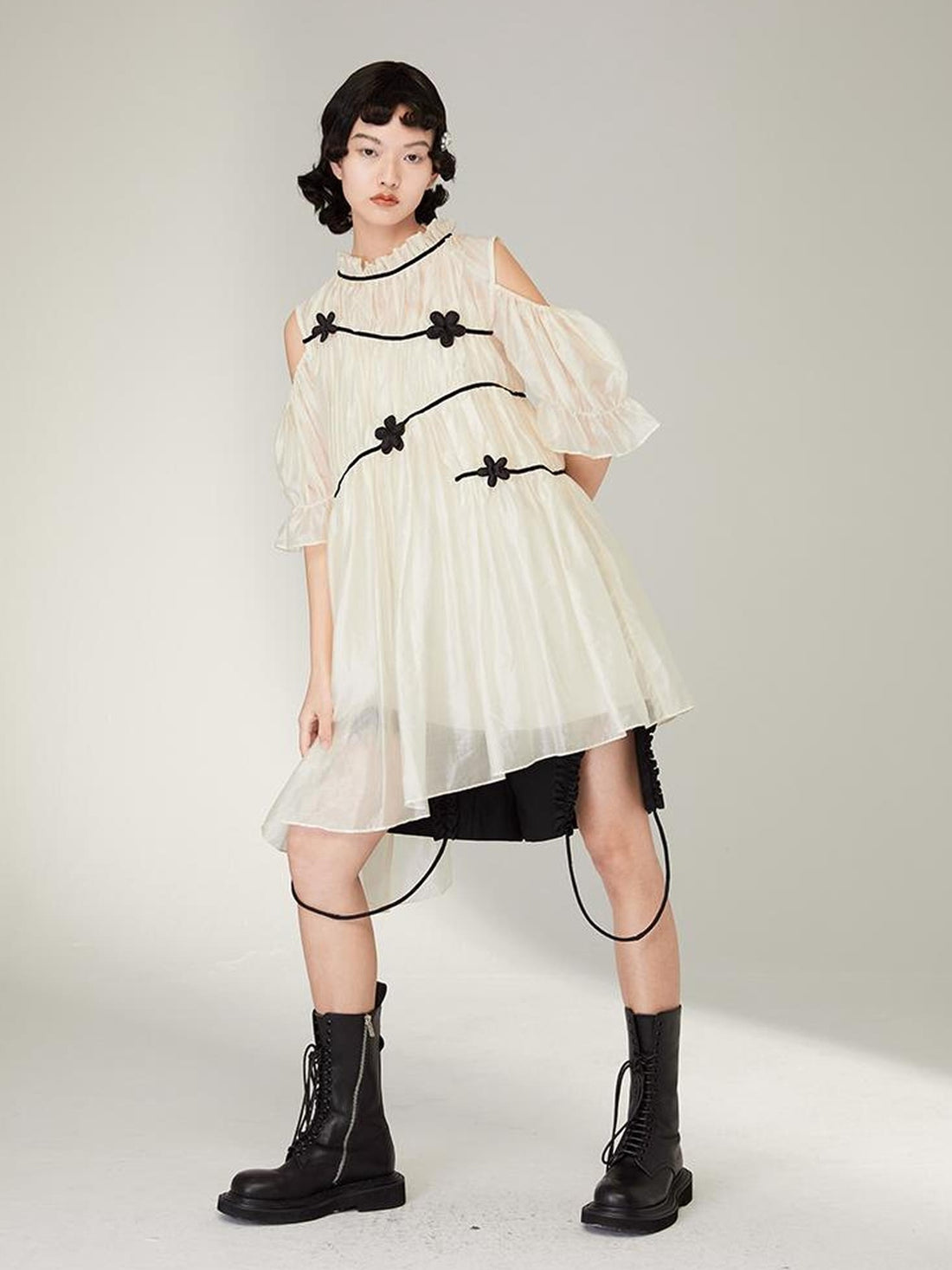 DIDDI MODA Floral Shoulder Bubble Dress