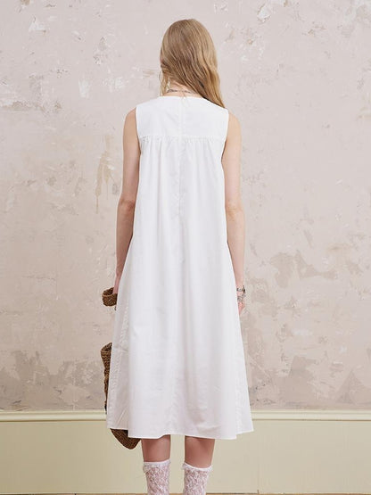 DIDDI MODA Floral Silver V Neck Vacation A Line Dress