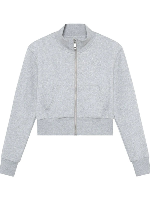 Church Kiss Embroidered Cropped Hooded Jacket