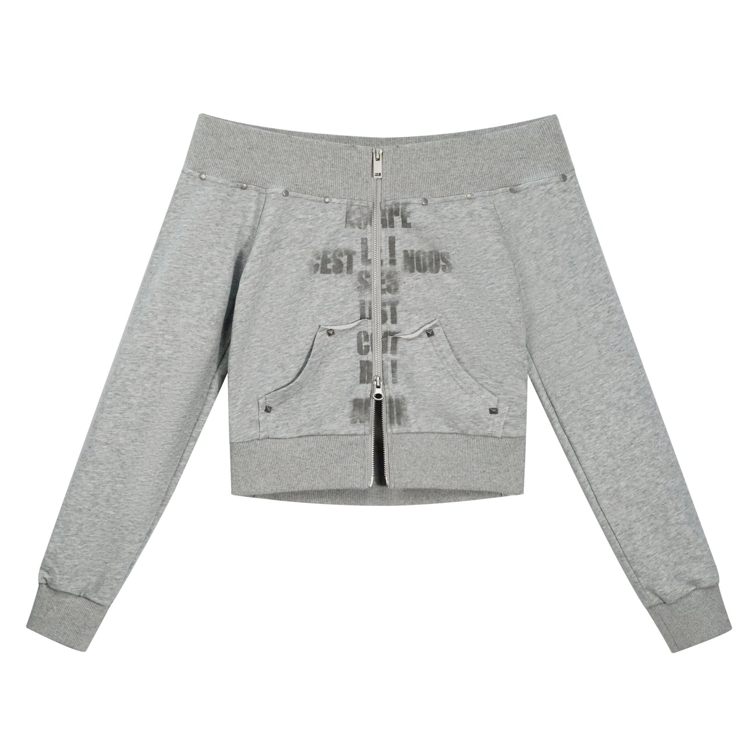 Update c Lost Road Cut Out Print Shoulder Knit Sweatshirt