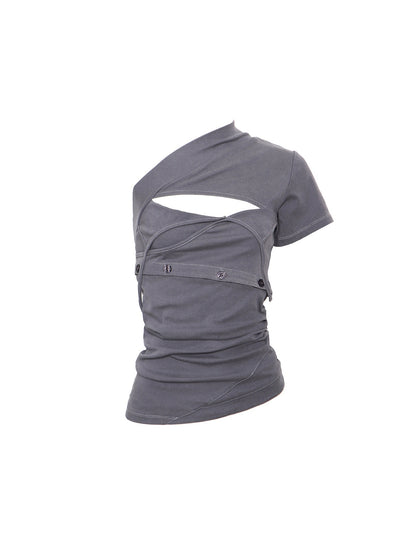 Flowers_Birds_Market_Blue_Gray_Detachable_Asymmetric_Drawstring_Slim_Women&