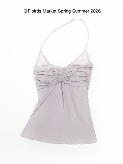 Flowers Birds Market Light Lavender Gray Detachable Cowl Neck Women&