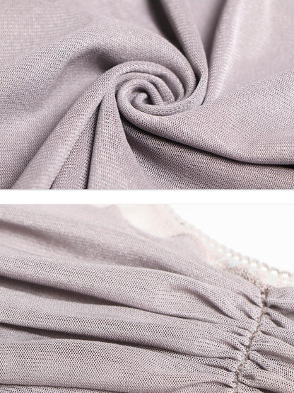 Flowers Birds Market Light Lavender Gray Detachable Cowl Neck Women&