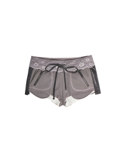 Flowers_Birds_Market_Purple_Gray_Lace_Waist_Panel_Zipper_Drawstring_Low_Rise_Women&