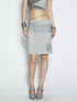 Flowers Birds Market Sequin Embroidered Lace Panel Pleated Waist Women&