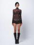 Flowers Birds Market Sheer Mesh Textured Jacquard Floral Women&