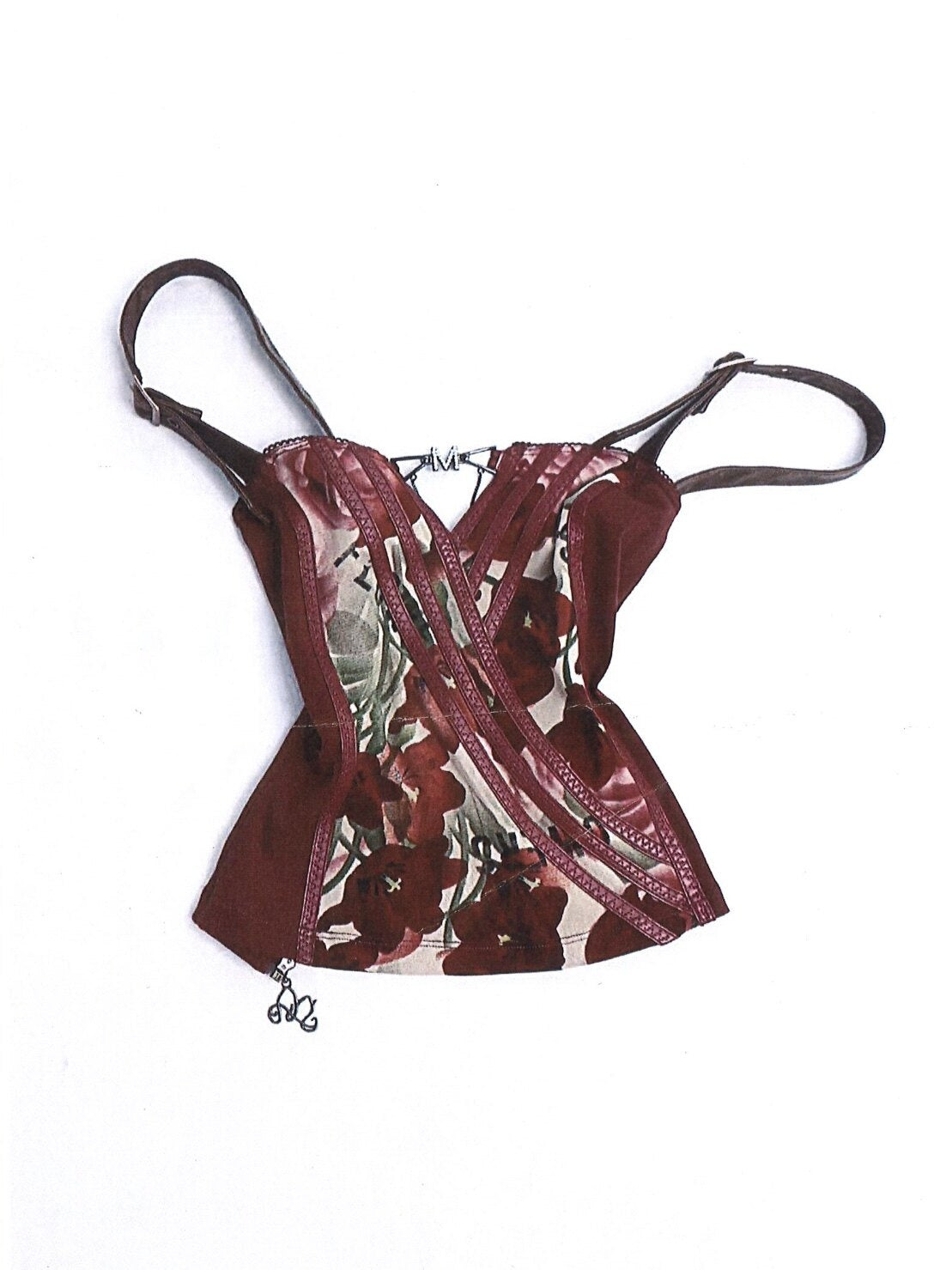Flowers_Birds_Market_Wine_Red_Floral_Print_Leather_Splice_Zip_Slim_Fit_Women&