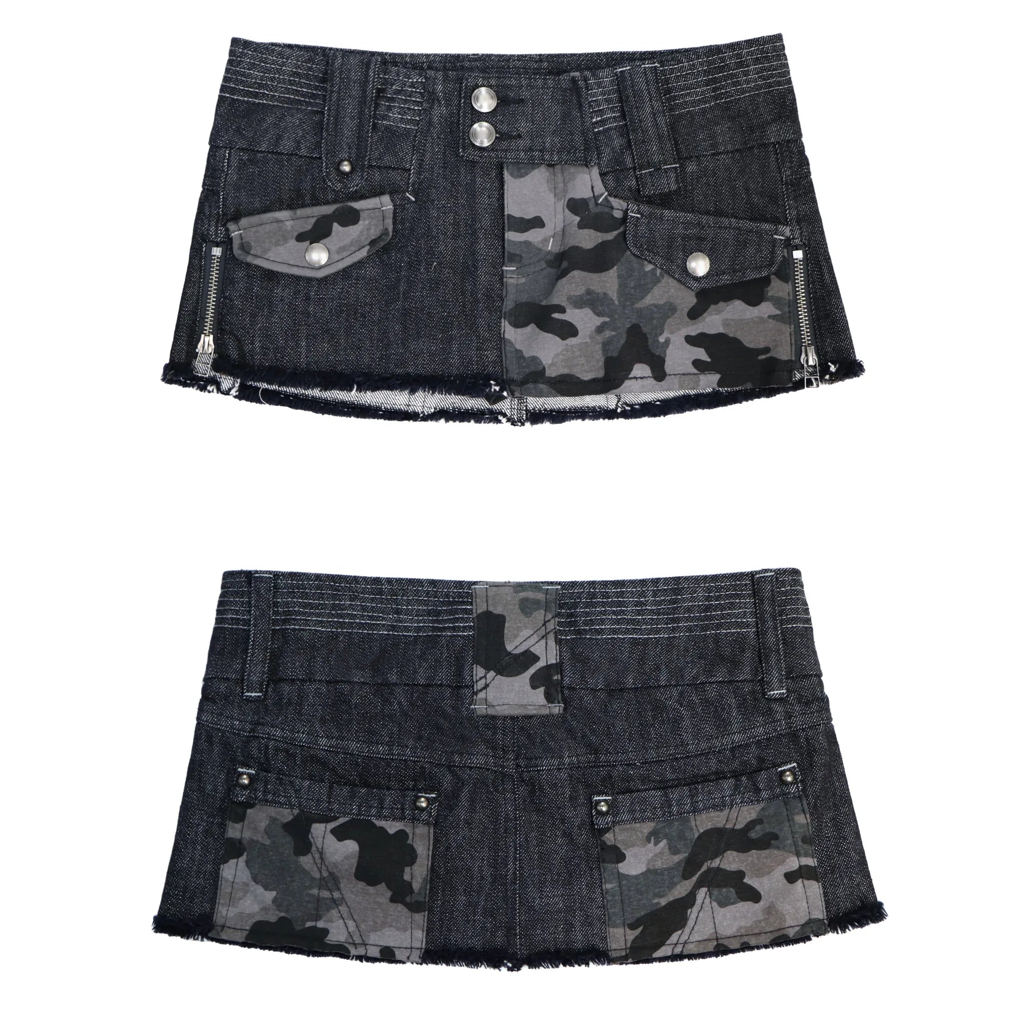 Flowers_birds_Market_100_Percent_Cotton_Camo_Patchwork_Raw_Hem_Low_Rise_Slim_Fit_Vintage_Mini_Skirt_MISSTT
