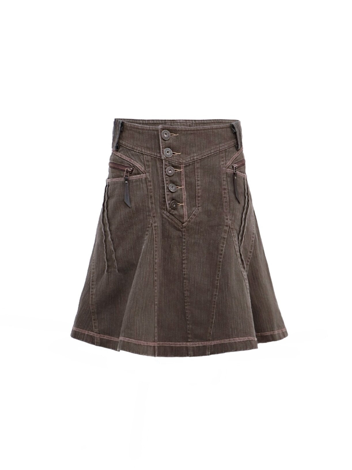 Flowers birds Market 100 Percent Cotton Low Waist Denim Pleated A Line Citywalk Midi Skirts