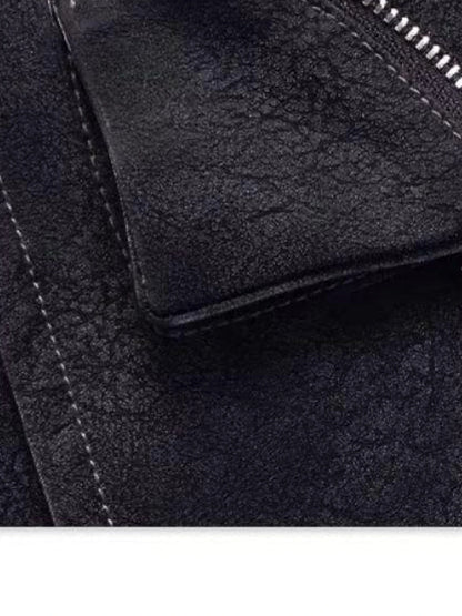 Asymmetrical Leather Panel Midi Skirt with Dual Tone Washable Pu