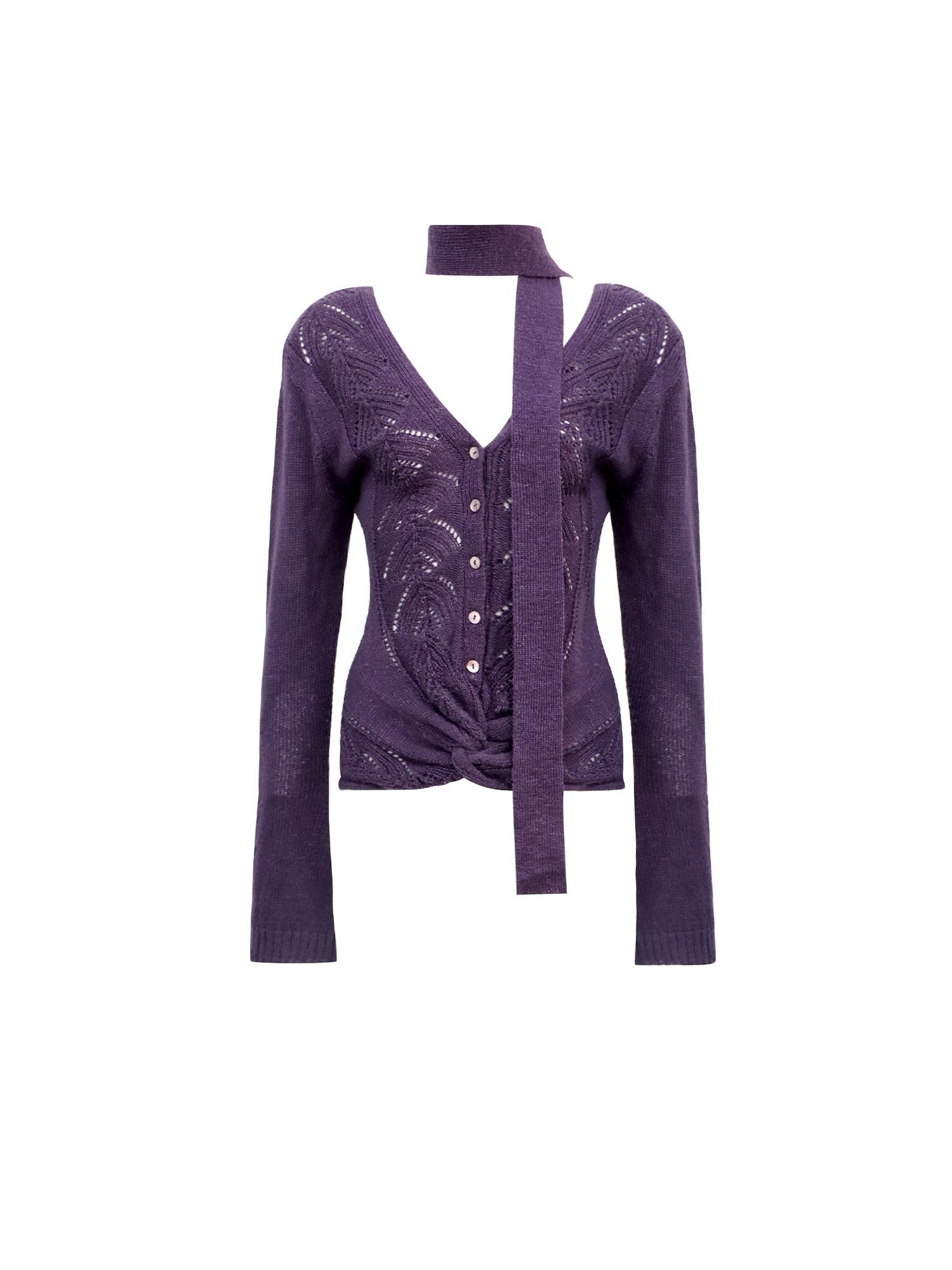 Flowers birds Market Backless V-neck Casual Fitted Women Striped Cotton Knit Long Sleeve Sweaters