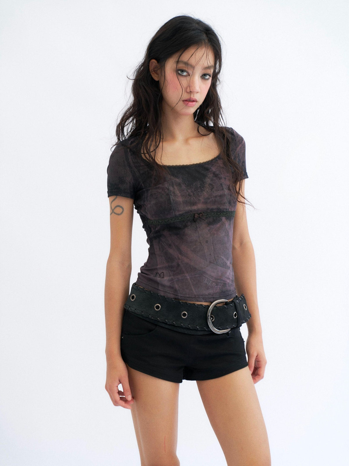 Flowers birds Market Black Butterfly Print Mesh Lace Patchwork Women&