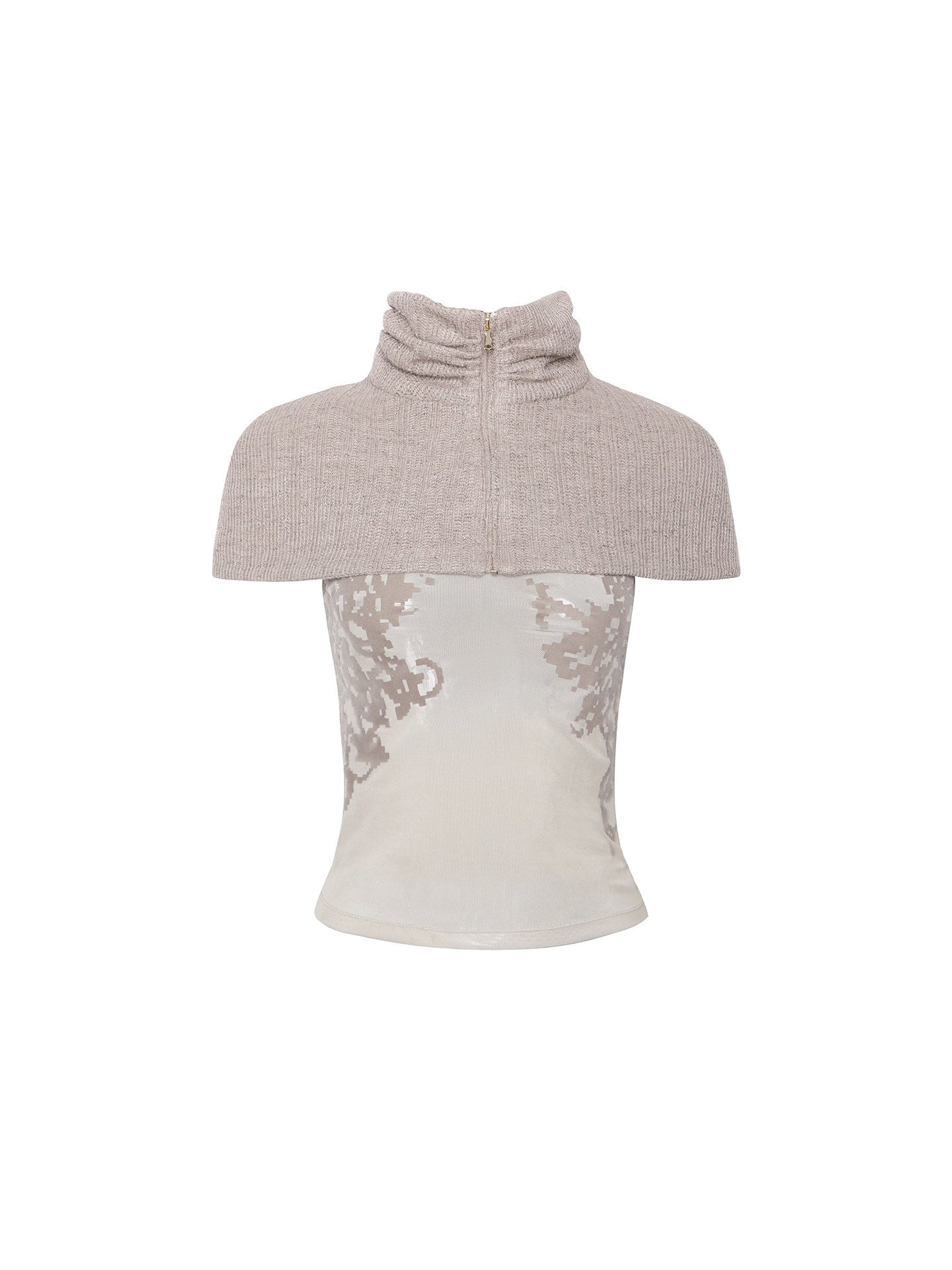 Flowers birds Market Breathable Sheer Mesh Cropped Straight Fit Draped Neck Women Tank Tops