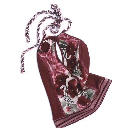 Flowers_birds_Market_Built_In_Bra_Halter_Neck_Floral_Print_Original_Design_Women_Burgundy_Tank_Top_MISSTT