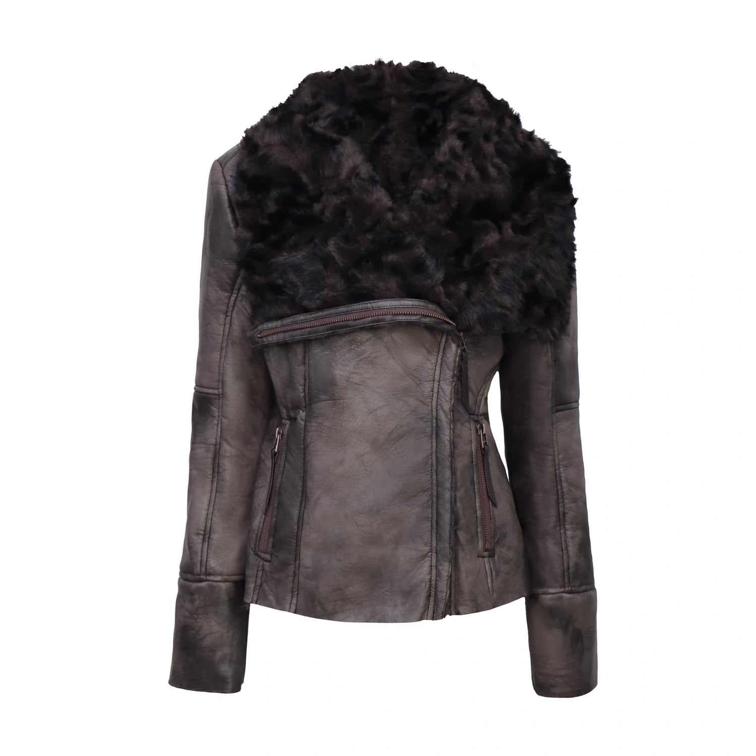 Flowers_birds_Market_Chic_Commuter_Slim_Fit_Cropped_Zip_Up_V_Neck_Long_Sleeve_Women_Dark_Brown_Jacket_MISSTT