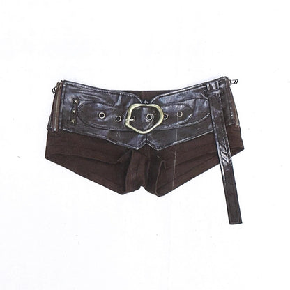 Flowers_birds_Market_Comfort_Stretch_Slim_Fit_Natural_Waist_Women_Casual_Deep_Brown_S_M_L_Short_MISSTT