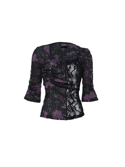 Flowers_birds_Market_Contrast_Color_Ruffle_Square_Neck_Women&