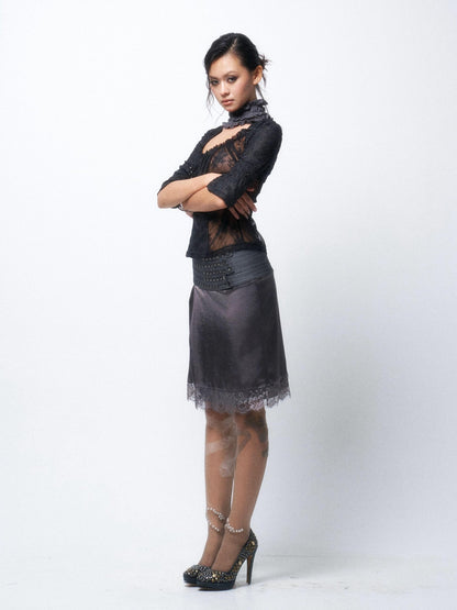 Flowers birds Market Contrast Color Ruffle Square Neck Women&