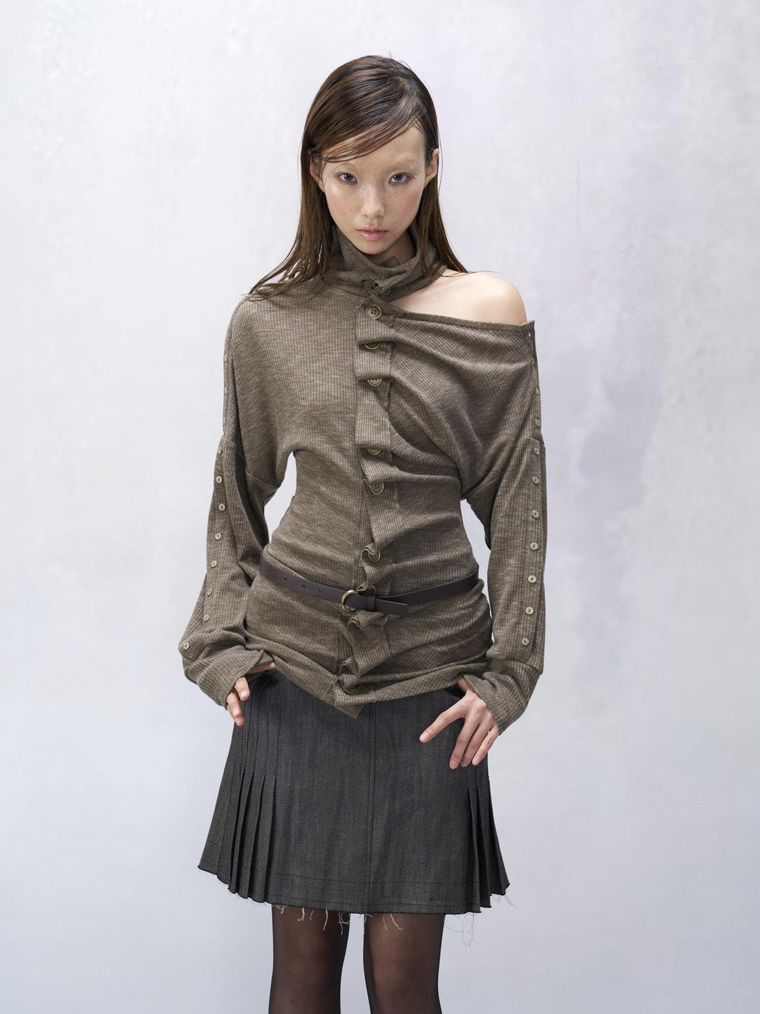 Flowers_birds_Market Cotton Vintage Slim Backless High Neck Women Mustard Long Sleeve T-Shirts