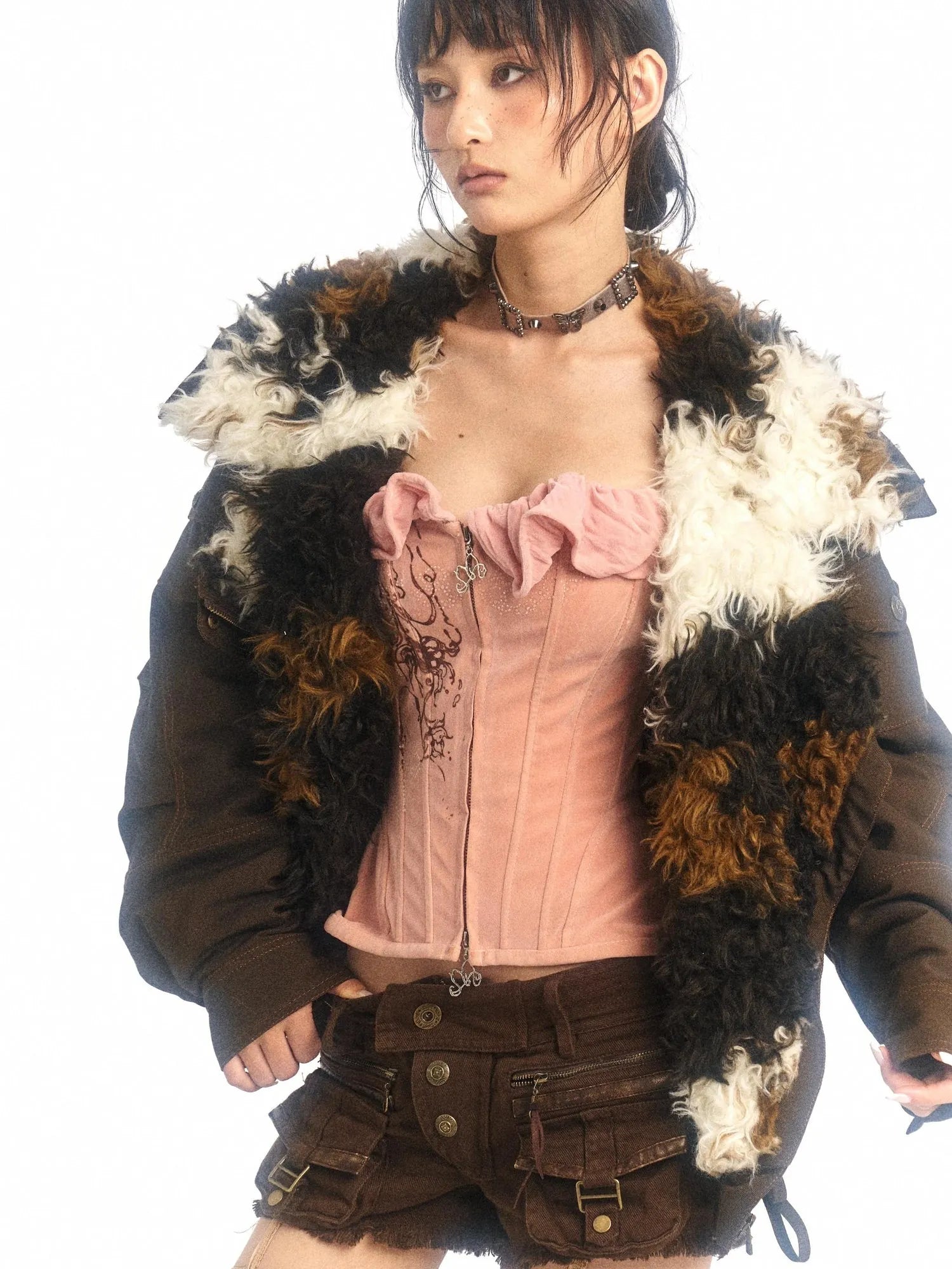 Cow Lamb Shearling Oversized Collar Parka Unisex