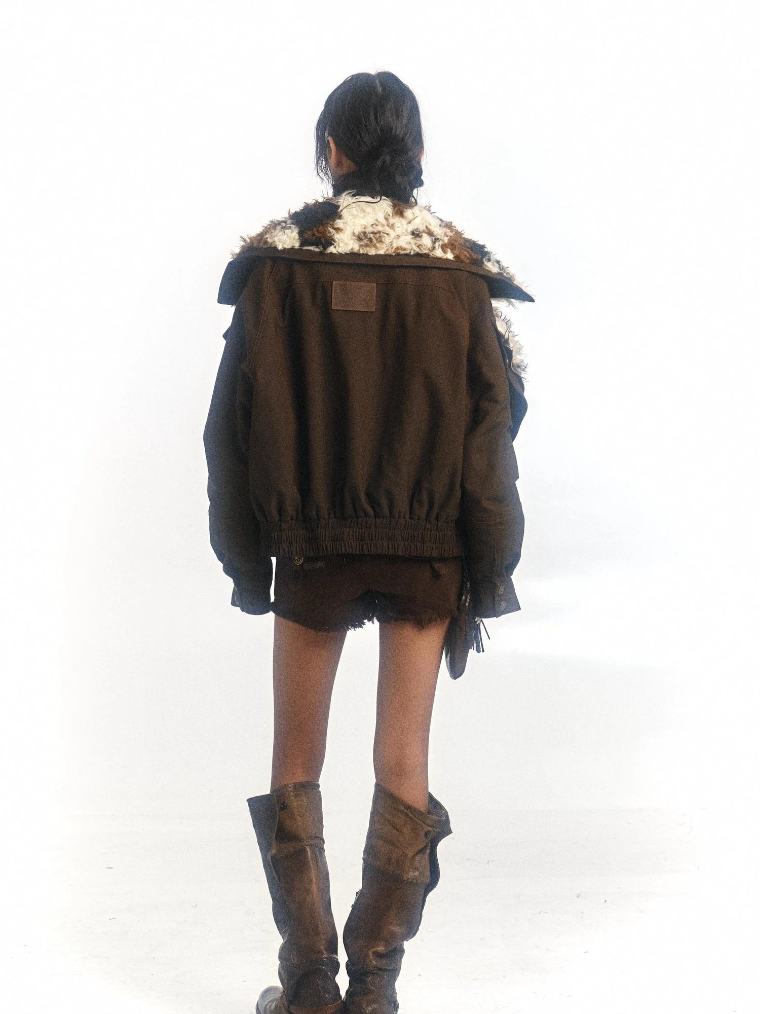 Cow Lamb Shearling Oversized Collar Parka Unisex